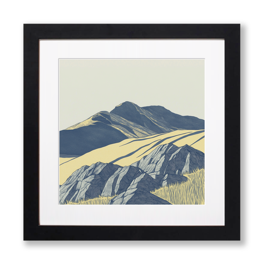 Bowfell rocky summit Linoprint-Style Art (2375-1)