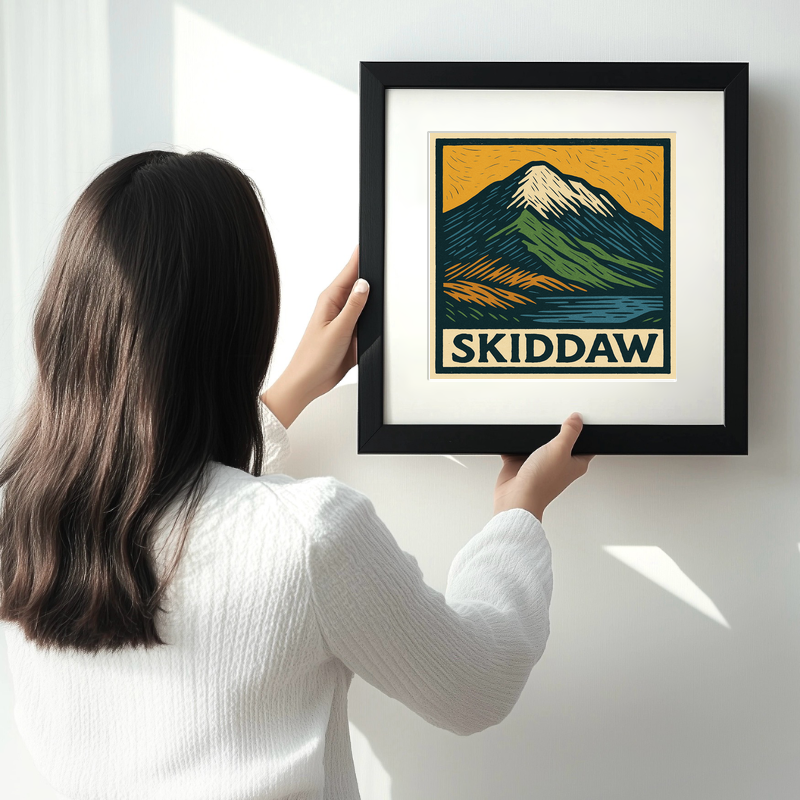 Mountains Linoprint-Style Art (c392)