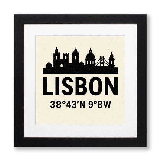 Place Coordinates Linoprint-Style Art (c302)