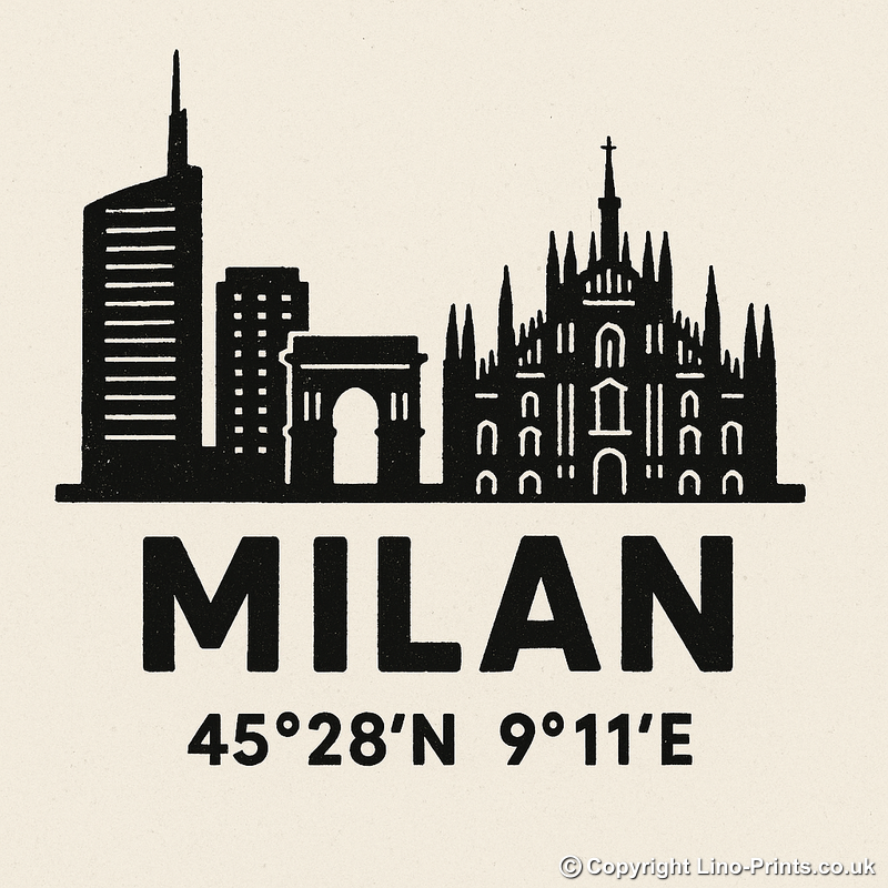 Place Coordinates Linoprint-Style Art (c256)