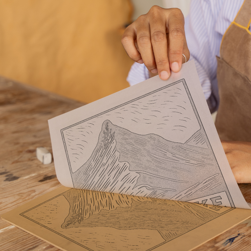 Mountains Linoprint-Style Art (c377)