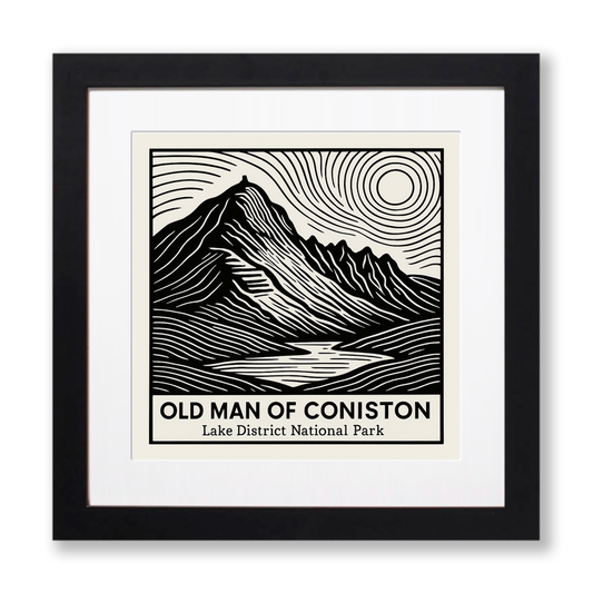 Mountains Linoprint-Style Art (c362)