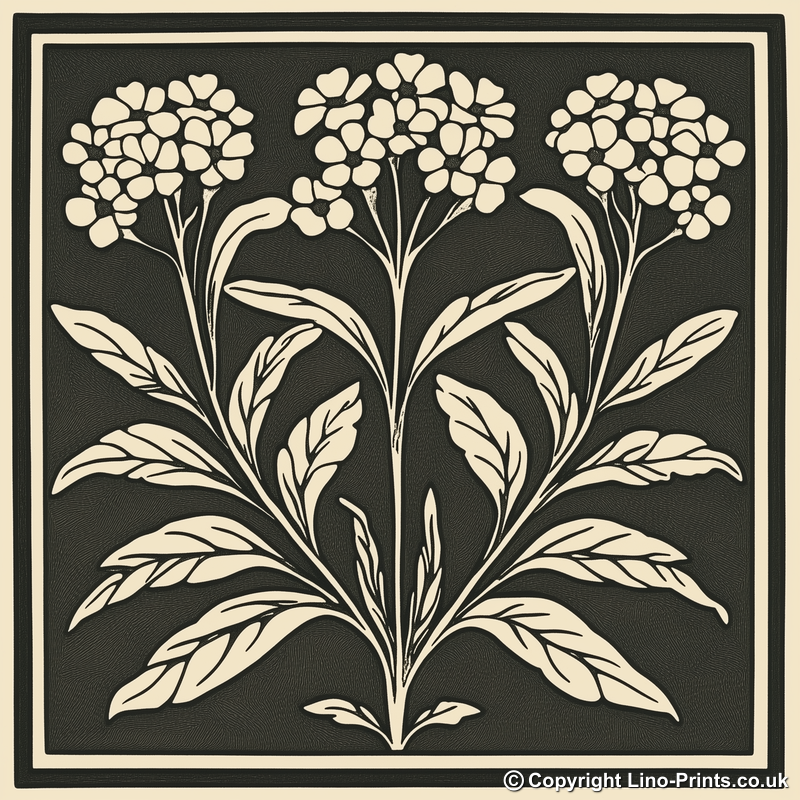 Verbena Linoprint-Style Art (1751-1)