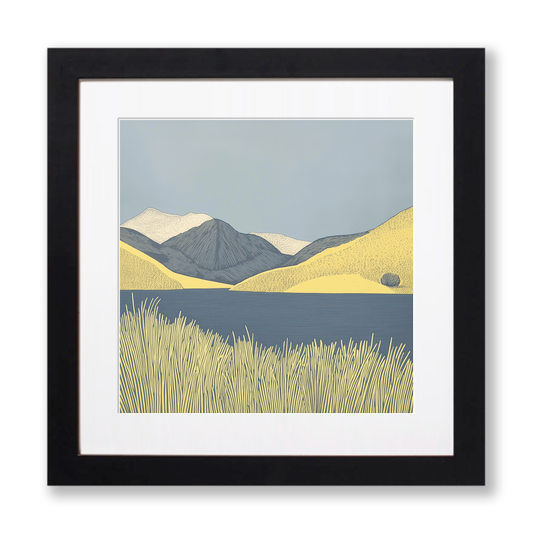 Grisedale Pike in the Lake District Linoprint-Style Art (2439-2)