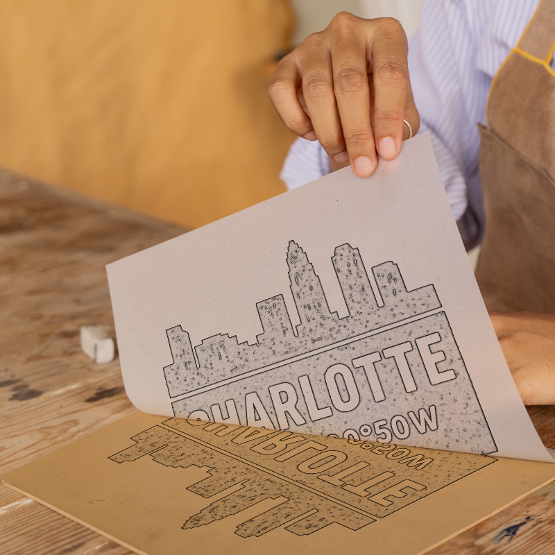 Place Coordinates Linoprint-Style Art (c263)
