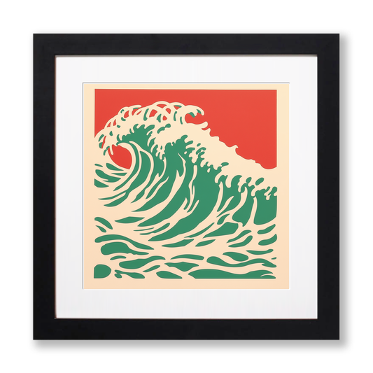 Stormy sea Linoprint-Style Art (529-1)