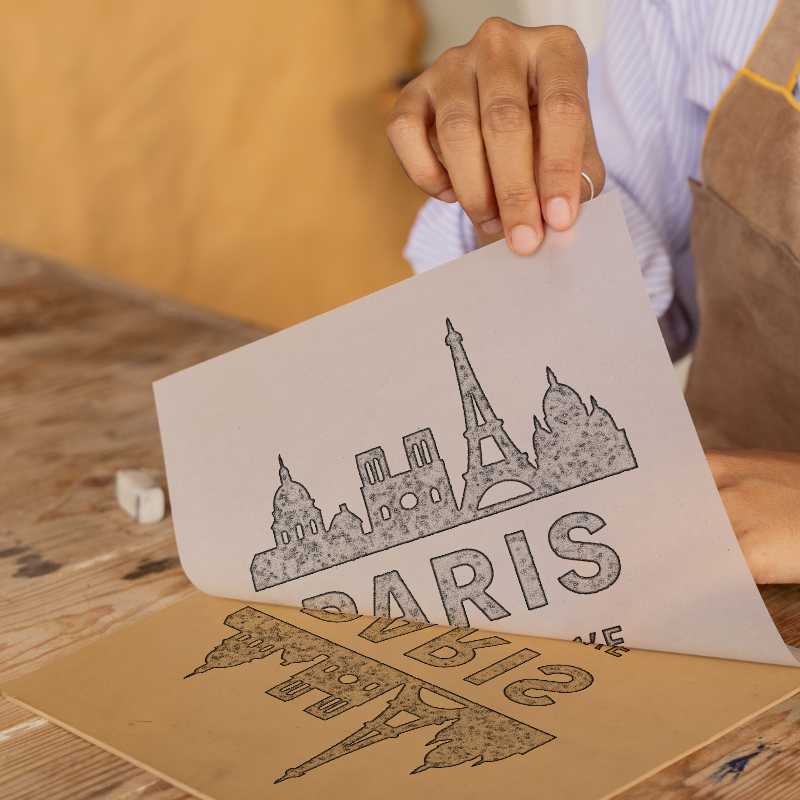 Place Coordinates Linoprint-Style Art (c347)