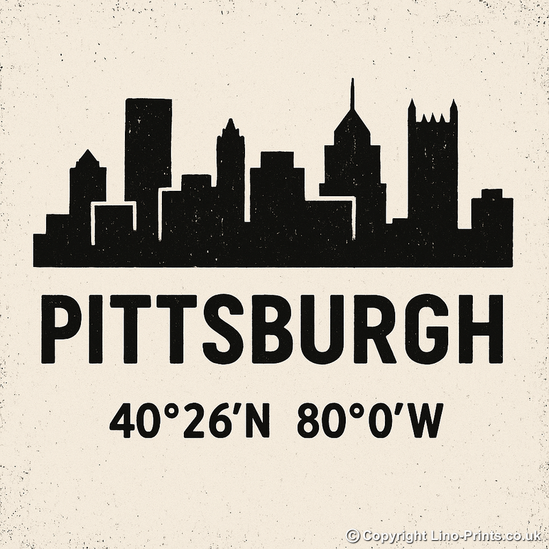 Place Coordinates Linoprint-Style Art (c313)