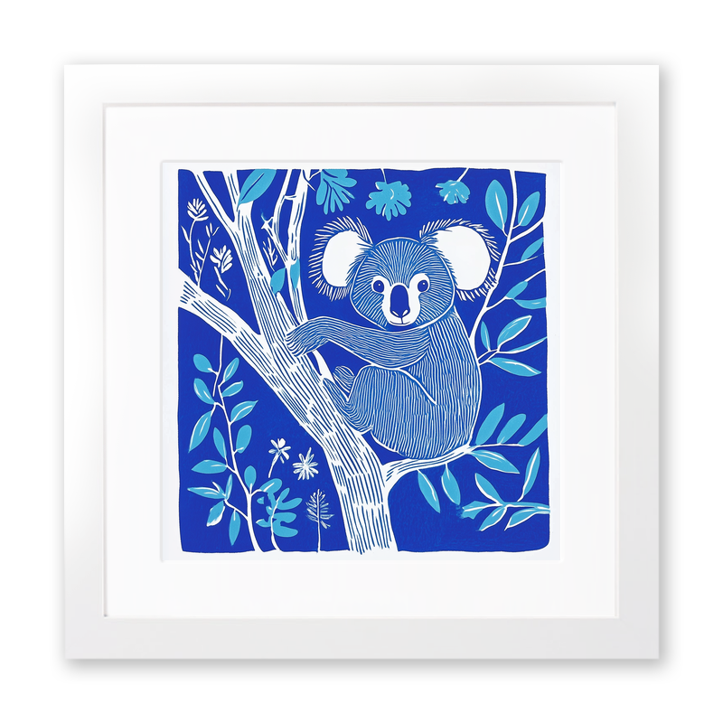 Cute Koala Linoprint-Style Art (919-1)