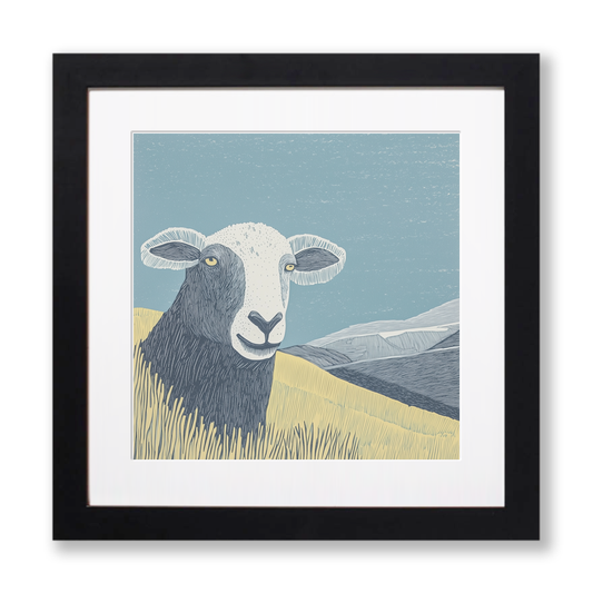 Herdwick sheep portrait Linoprint-Style Art (2449-1)