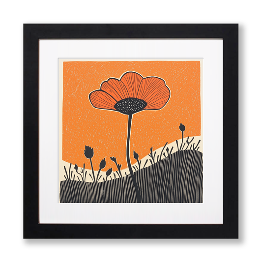 Poppy Linoprint-Style Art (1606-1)