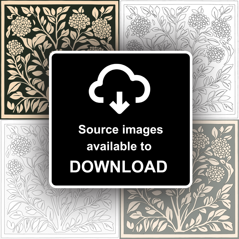 Lantana Linoprint-Style Art (1723-1)