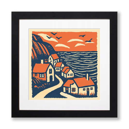 Saltburn-by-the-Sea, North Yorkshire Linoprint-Style Art (151-1)