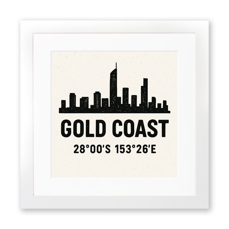 Place Coordinates Linoprint-Style Art (c251)