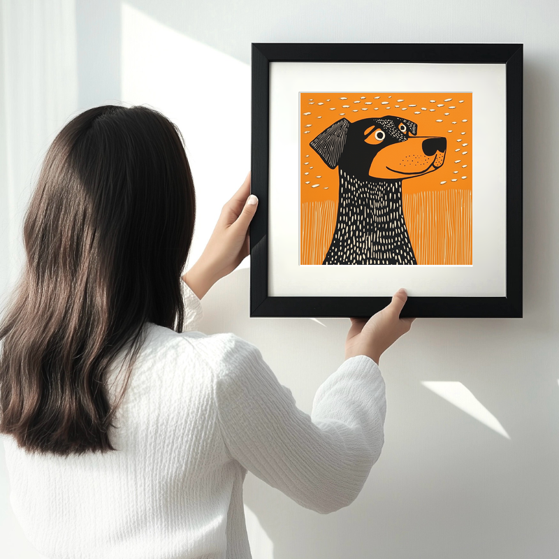Rottweiler Linoprint-Style Art (1482-1)