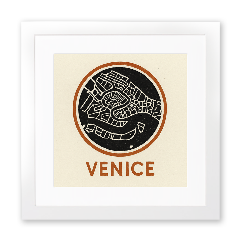 Maps Linoprint-Style Art (c39)