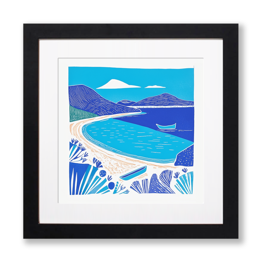 Minimalist horizon Linoprint-Style Art (985-1)