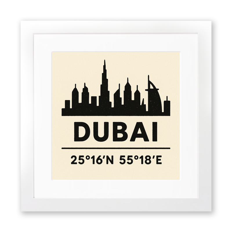 Place Coordinates Linoprint-Style Art (c344)