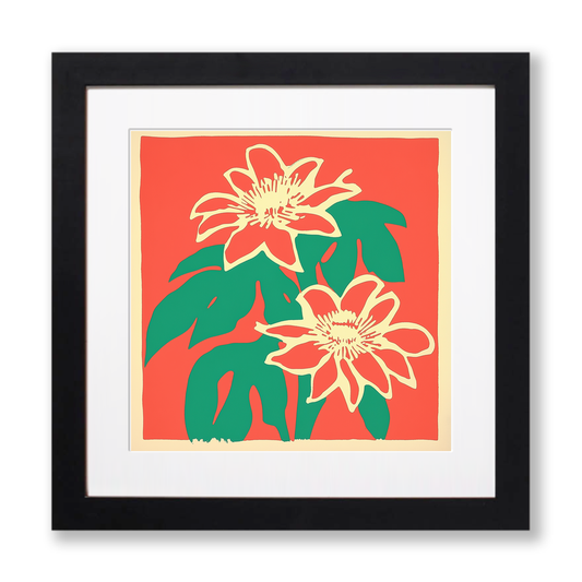 Passionflower Linoprint-Style Art (1666-1)