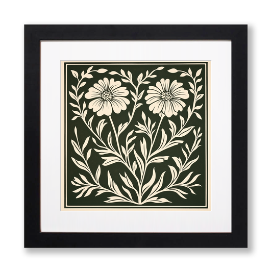 Coreopsis Linoprint-Style Art (1704-1)