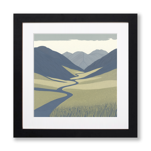 Blencathra in the Lake District Linoprint-Style Art (2363-2)