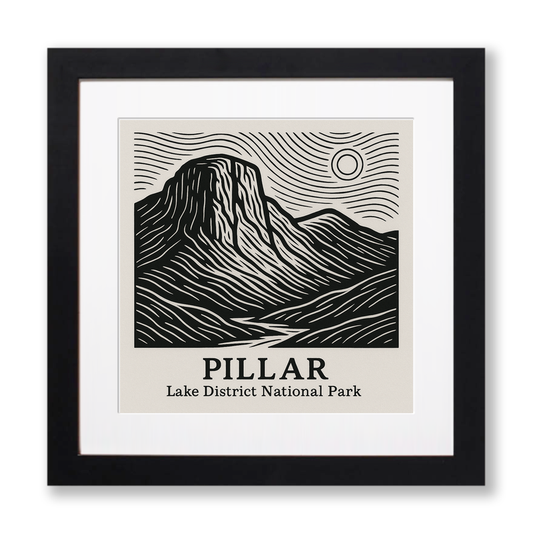 Mountains Linoprint-Style Art (c363)