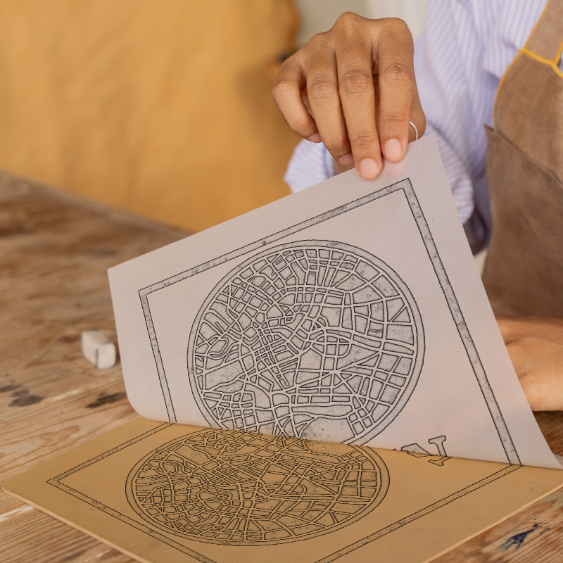 Maps Linoprint-Style Art (c19)