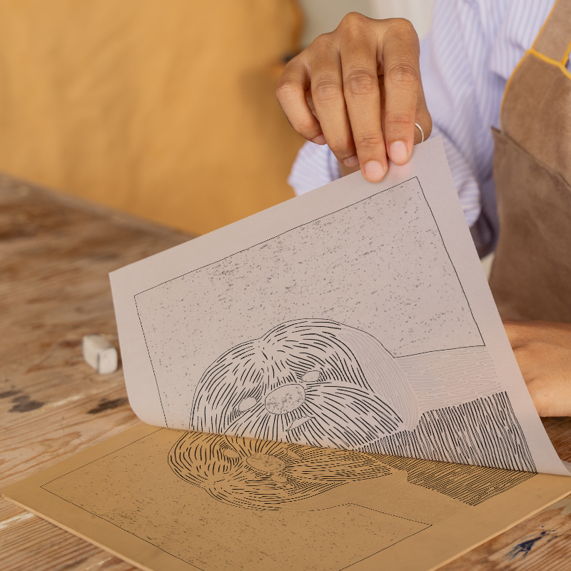 Shih Tzu Linoprint-Style Art (1486-1)