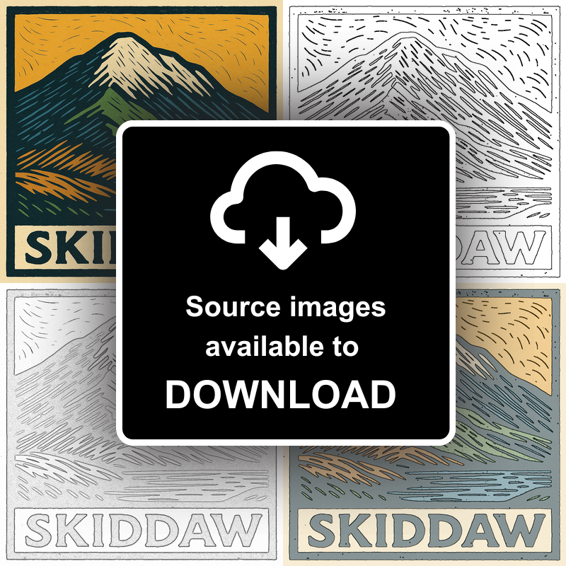 Mountains Linoprint-Style Art (c392)