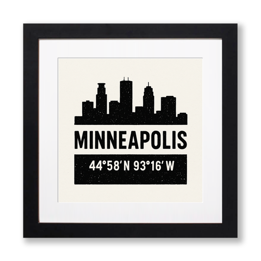 Place Coordinates Linoprint-Style Art (c312)