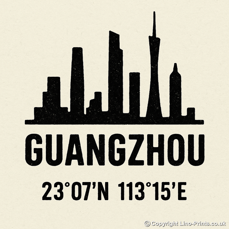 Place Coordinates Linoprint-Style Art (c273)