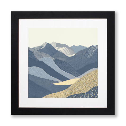 Crinkle Crags in the Lake District Linoprint-Style Art (2398-1)