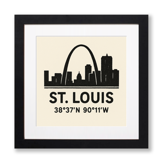 Place Coordinates Linoprint-Style Art (c321)