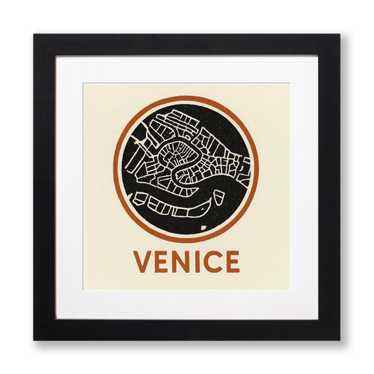 Maps Linoprint-Style Art (c39)