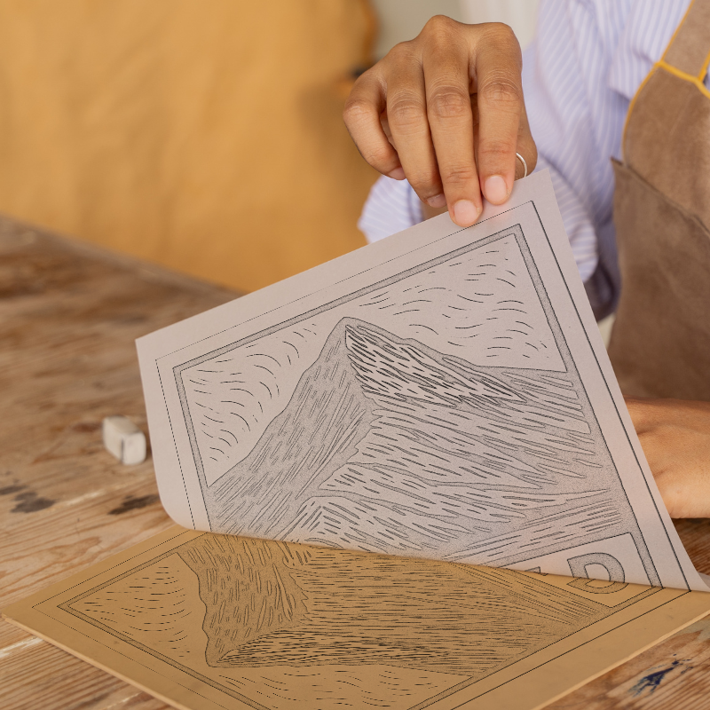 Mountains Linoprint-Style Art (c376)