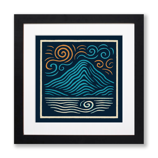 Mountains Linoprint-Style Art (c351)