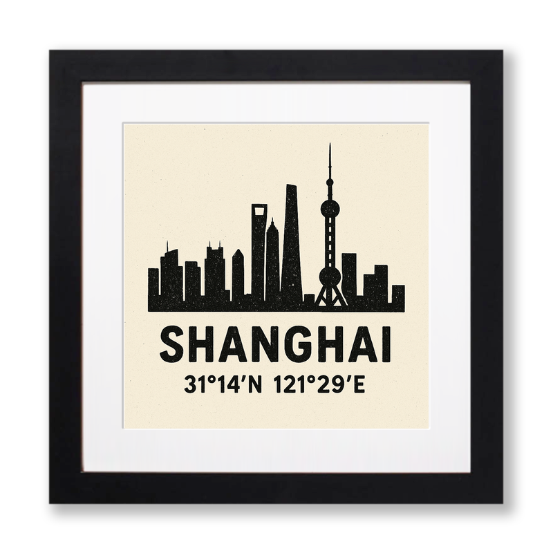 Place Coordinates Linoprint-Style Art (c345)