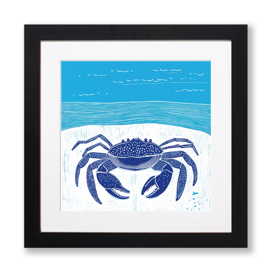 Crab on sand Linoprint-Style Art (1002-2)
