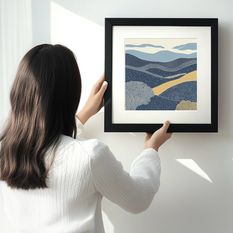 Scree slope pattern Linoprint-Style Art (2538-4)