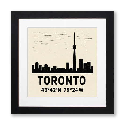 Place Coordinates Linoprint-Style Art (c340)