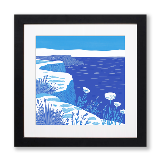 Cornish cliffs and coastline Linoprint-Style Art (886-2)