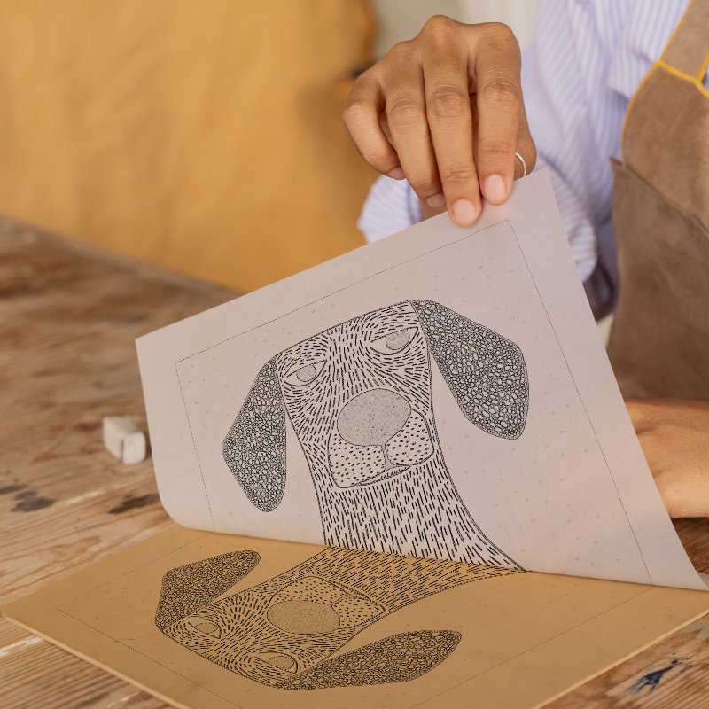 Golden Retriever Linoprint-Style Art (1469-1)