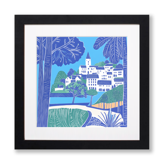 Portmeirion Village, Wales Linoprint-Style Art (864-1)