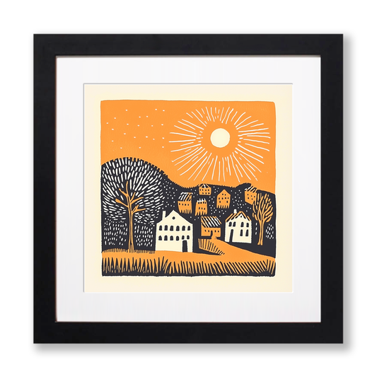 Lisbon Alfama district Linoprint-Style Art (182-2)