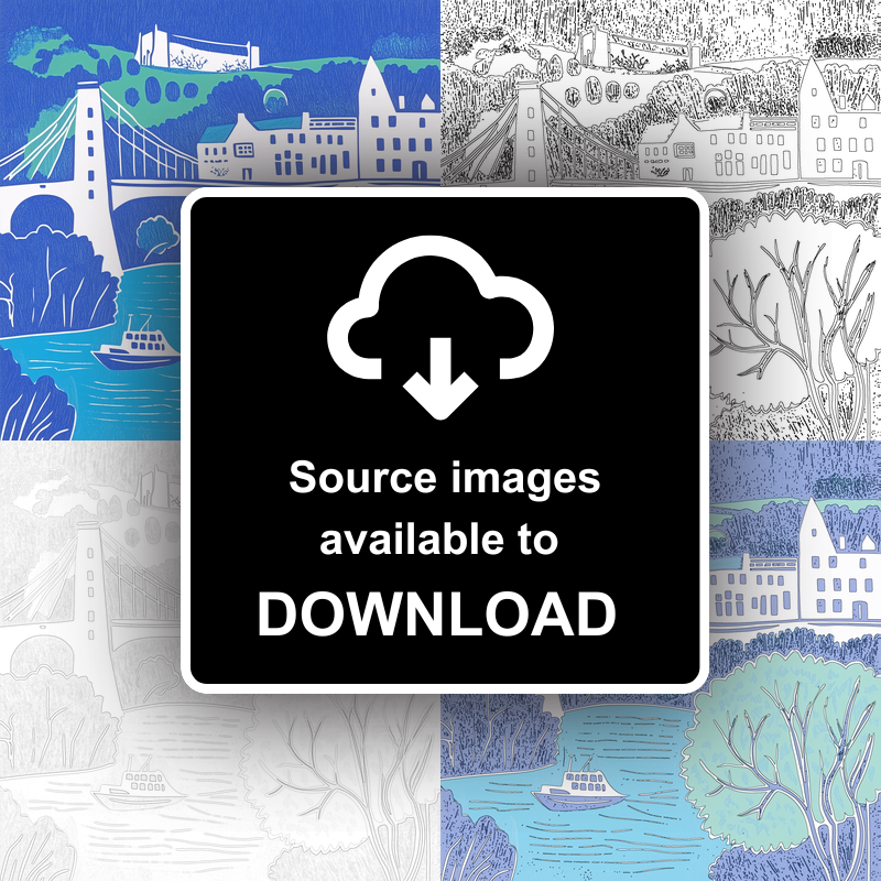 Clifton Suspension Bridge, Bristol Linoprint-Style Art (843-1)