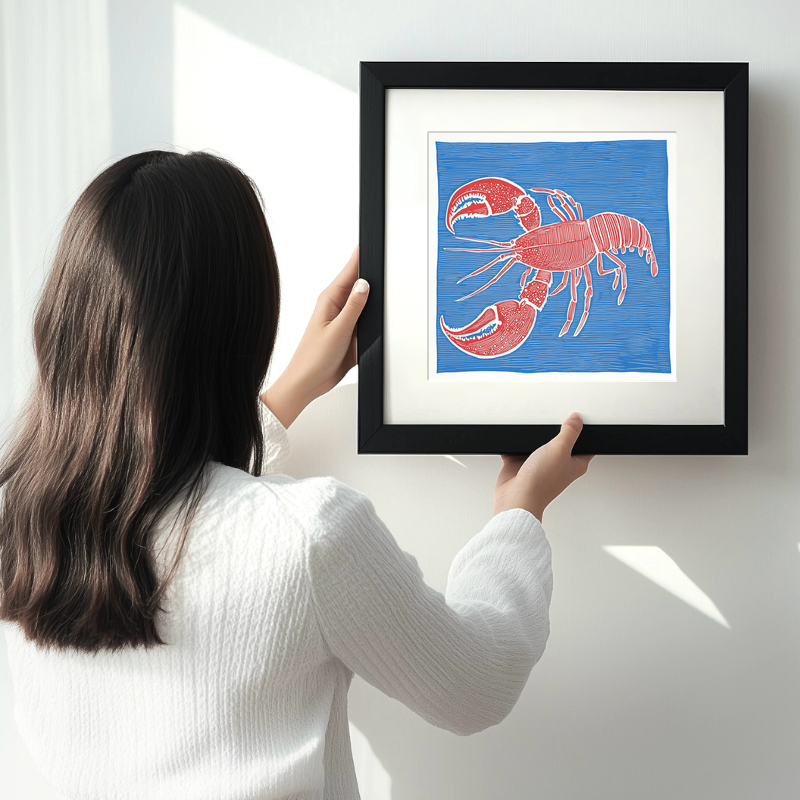 Lobster Linoprint-Style Art (1047-1)