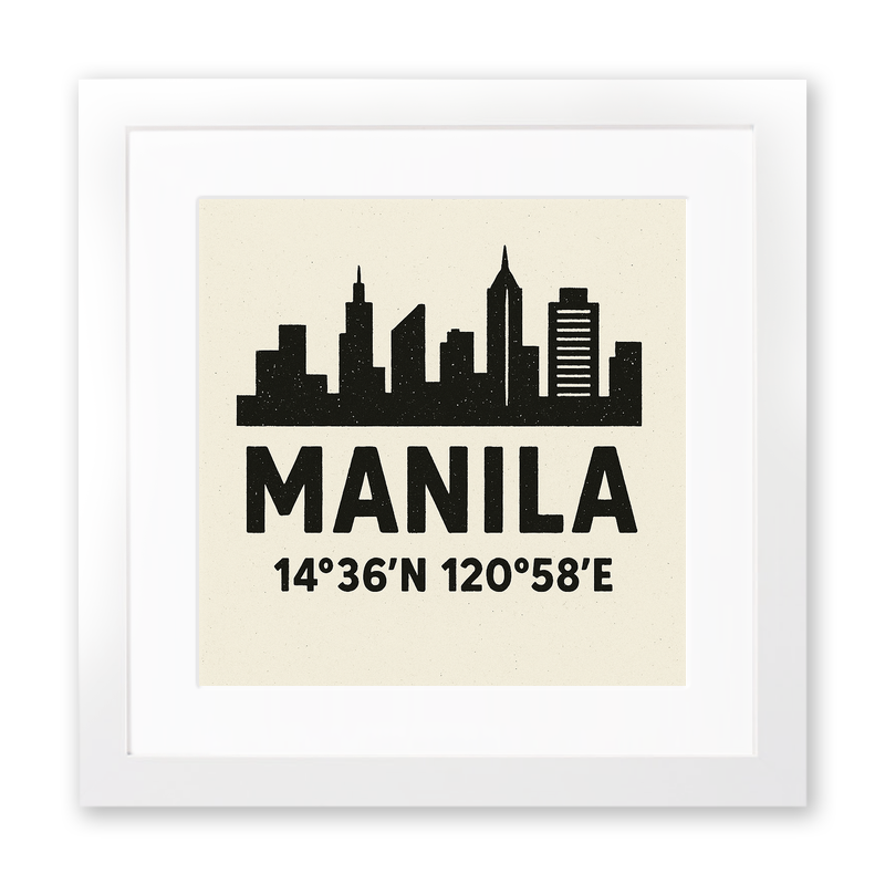 Place Coordinates Linoprint-Style Art (c275)