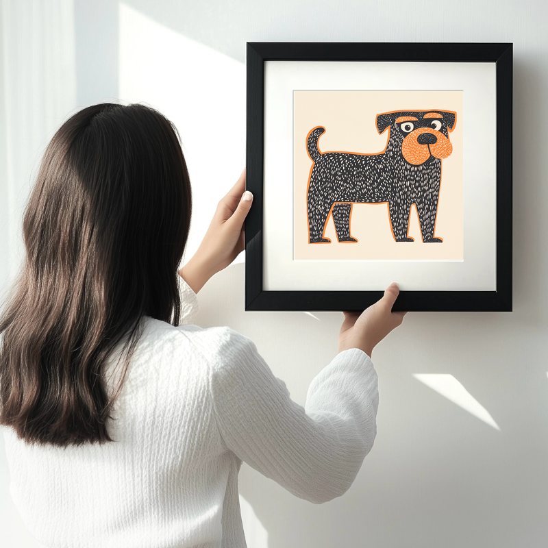 Boxer Linoprint-Style Art (1453-1)