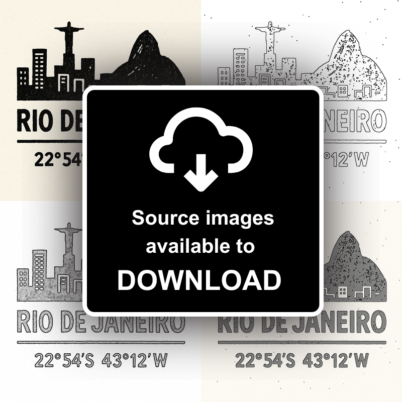 Place Coordinates Linoprint-Style Art (c332)