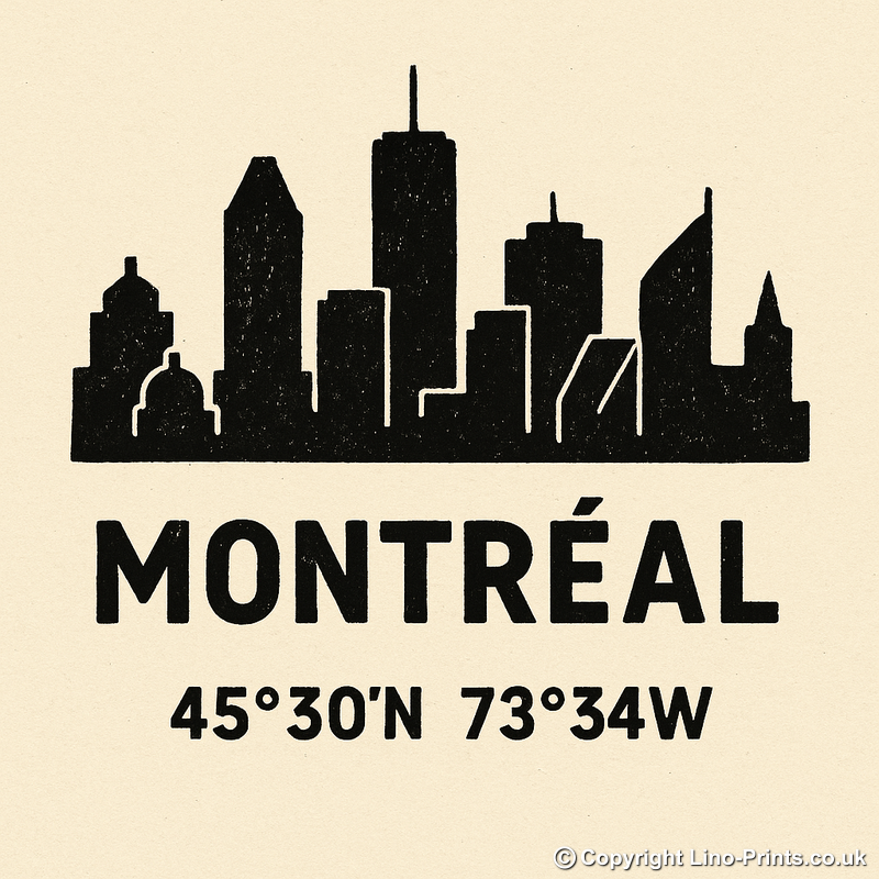 Place Coordinates Linoprint-Style Art (c296)